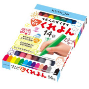 Kumon 公文 兒童 三角軸彩色蠟筆 14色 (適合2歲以上) (日本直送)