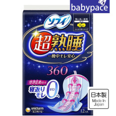 (激安7折後低至$28) Unicharm Sofy 超熟睡 超薄特長多量 夜用 有翼衛生巾 360 36cm 12枚 日本製 KZU