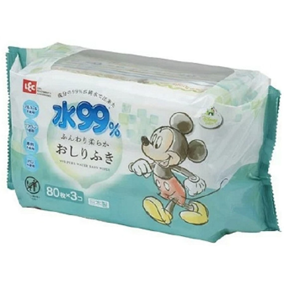 日本製 LEC Disney Baby 嬰兒濕紙巾 80枚x3包 - Disney Mickey