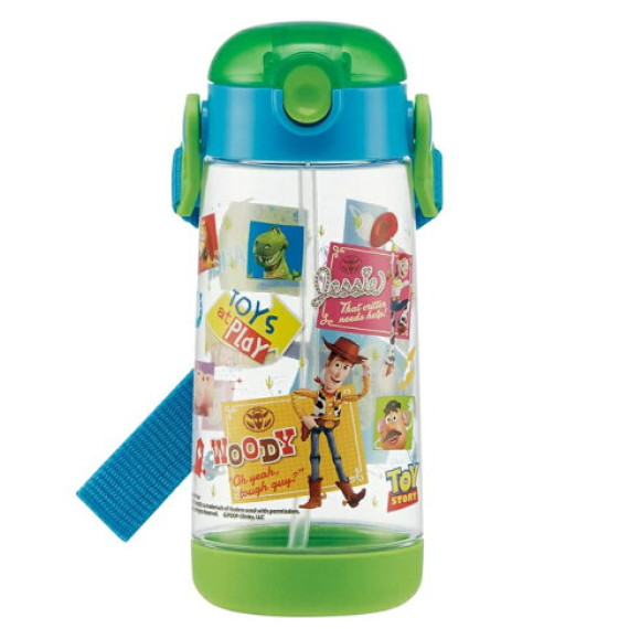 (激安低至6折) Skater Disney 飲管式透明水樽 吸管水壺 連背帶 480ml - Toy Story 反斗奇兵 (日本直送) U