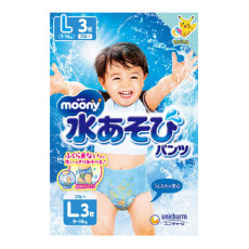 (低至$28) L Unicharm Moony 大碼男裝游水紙尿褲 9-14kg (3片裝) (日版) 日本製 KZU