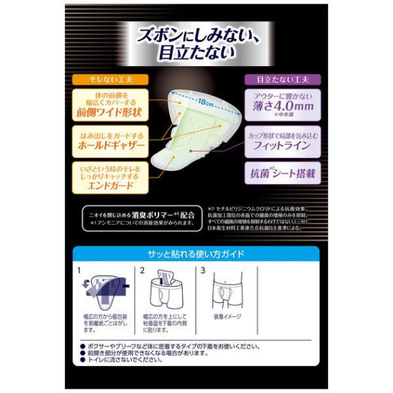 日本製 18片Unicharm Lifree 男性專用護墊 防漏尿 尿滲 安心型 中量用 80cc